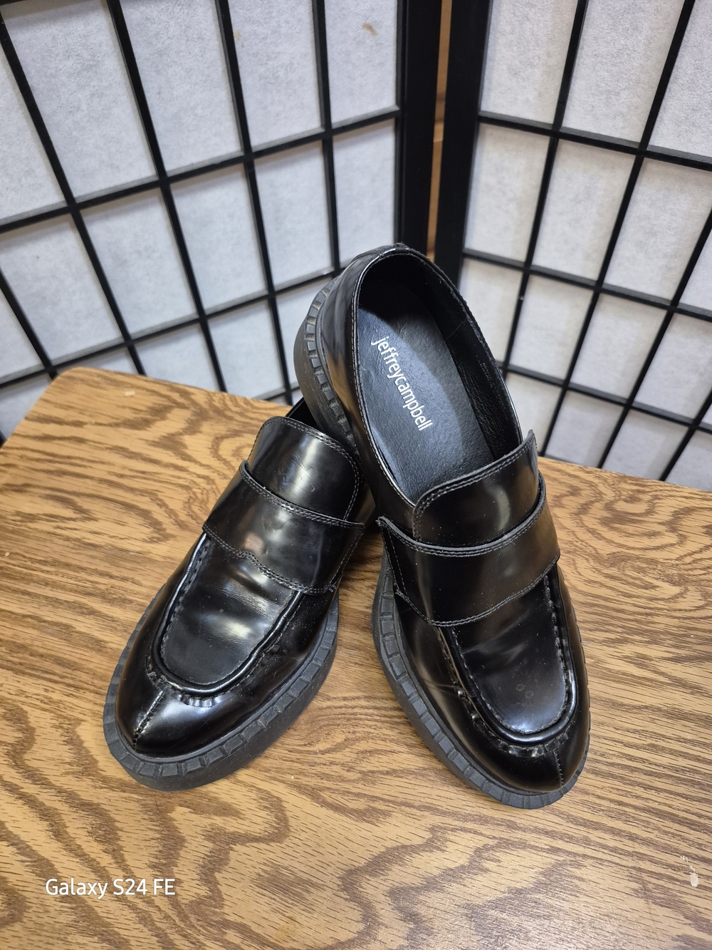 Jeffrey Campbell Womens Black Patent Leather Slip-On Loafers